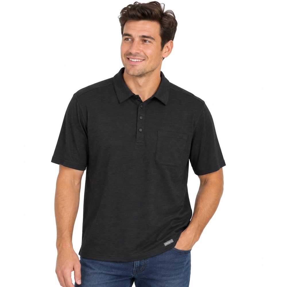 Eddie Bauer Mens Performance Polo Shirt XL Gray Heather Short Sleeve Snap NWT